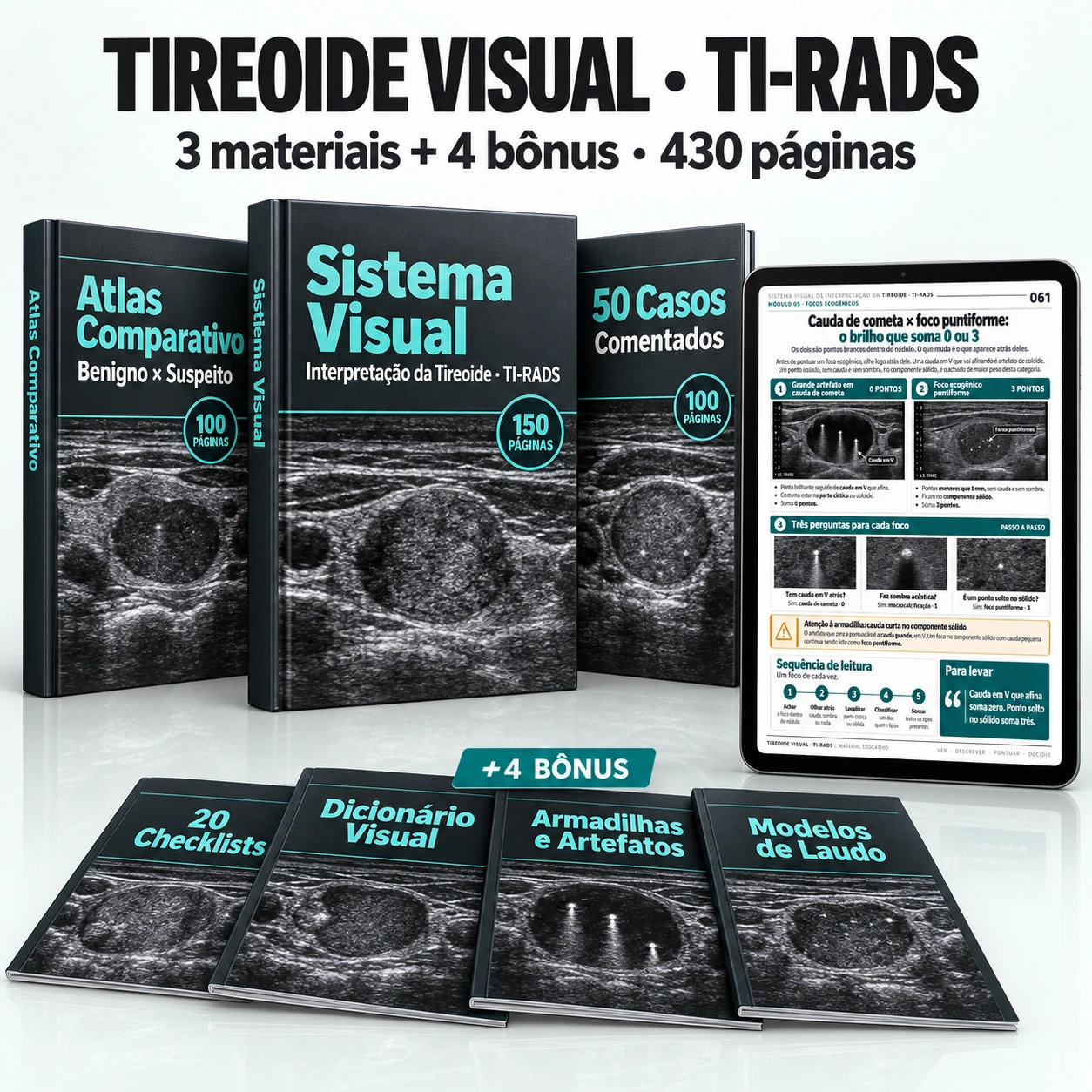 Tireoide Visual TI-RADS: Sistema Visual, Atlas Comparativo, 50 Casos Comentados e quatro bônus